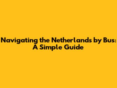 Navigating the Netherlands by Bus: A Simple Guide