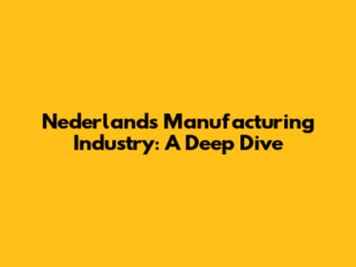 Nederland's Manufacturing Industry: A Deep Dive