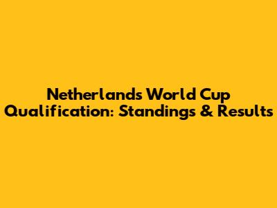 Netherlands' World Cup Qualification: Standings & Results