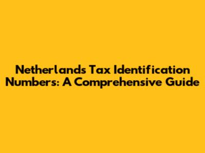 Netherlands Tax Identification Numbers: A Comprehensive Guide