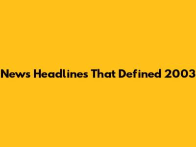 News Headlines That Defined 2003