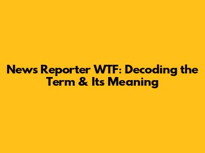 News Reporter WTF: Decoding the Term & Its Meaning