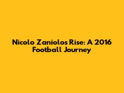 Nicolo Zaniolo's Rise: A 2016 Football Journey