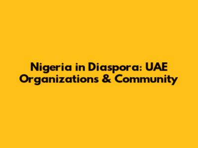 Nigeria in Diaspora: UAE Organizations & Community