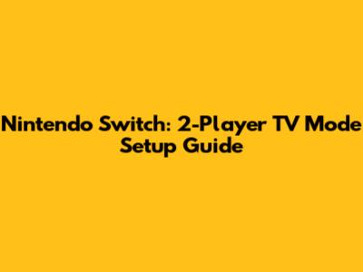 Nintendo Switch: 2-Player TV Mode Setup Guide
