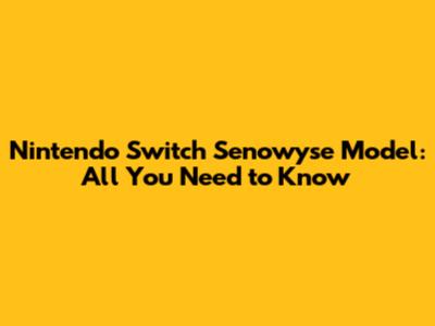 Nintendo Switch Senowyse Model: All You Need to Know