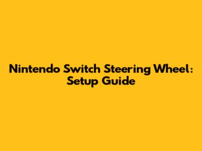 Nintendo Switch Steering Wheel: Setup Guide