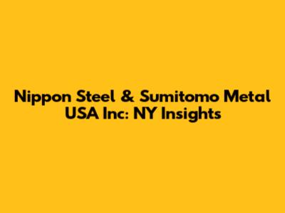 Nippon Steel & Sumitomo Metal USA Inc: NY Insights