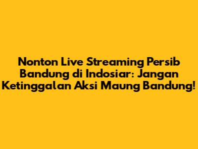 Nonton Live Streaming Persib Bandung di Indosiar: Jangan Ketinggalan Aksi Maung Bandung!