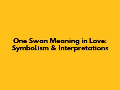 One Swan Meaning in Love: Symbolism & Interpretations