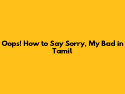 Oops! How to Say 'Sorry, My Bad' in Tamil