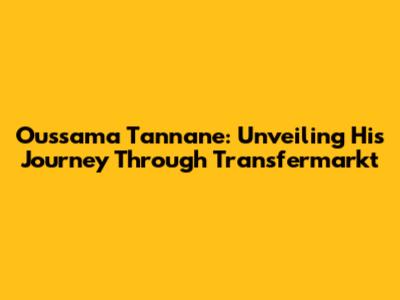 Oussama Tannane: Unveiling His Journey Through Transfermarkt