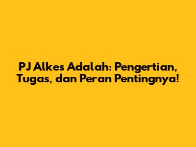 PJ Alkes Adalah: Pengertian, Tugas, dan Peran Pentingnya!