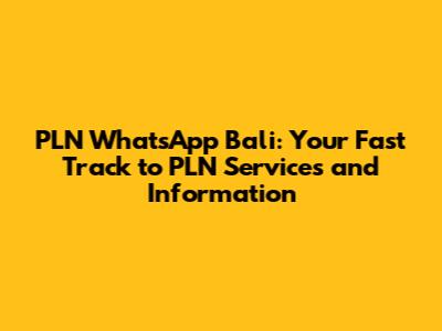 PLN WhatsApp Bali: Your Fast Track to PLN Services and Information