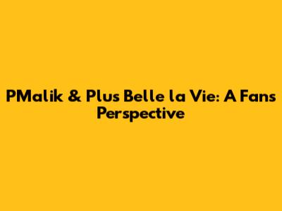 PMalik & Plus Belle la Vie: A Fan's Perspective