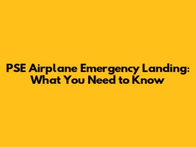 PSE Airplane Emergency Landing: What You Need to Know