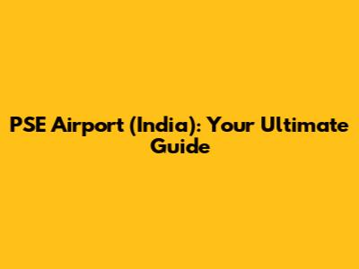 PSE Airport (India): Your Ultimate Guide