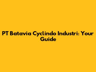 PT Batavia Cyclindo Industri: Your Guide