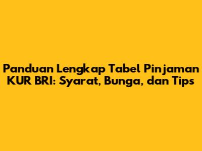 Panduan Lengkap Tabel Pinjaman KUR BRI: Syarat, Bunga, dan Tips