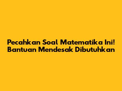 Pecahkan Soal Matematika Ini! Bantuan Mendesak Dibutuhkan