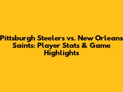Pittsburgh Steelers vs. New Orleans Saints: Player Stats & Game Highlights