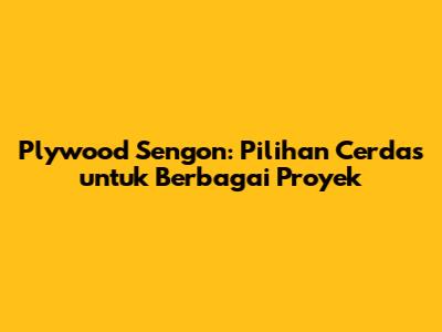 Plywood Sengon: Pilihan Cerdas untuk Berbagai Proyek