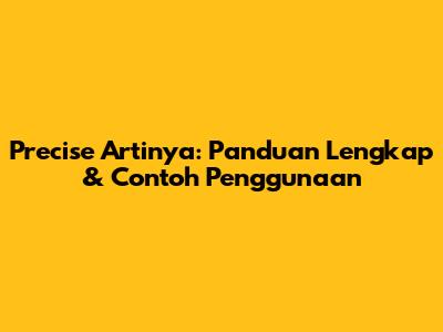 Precise Artinya: Panduan Lengkap & Contoh Penggunaan