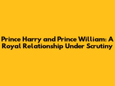 Prince Harry and Prince William: A Royal Relationship Under Scrutiny