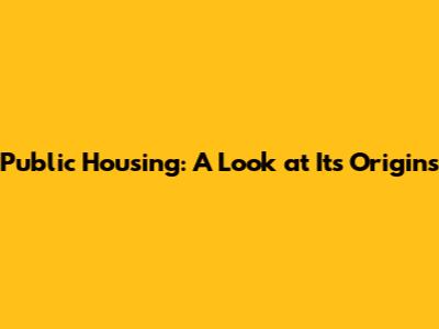 Public Housing: A Look at Its Origins