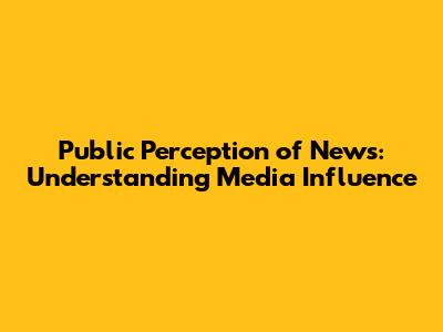 Public Perception of News: Understanding Media Influence