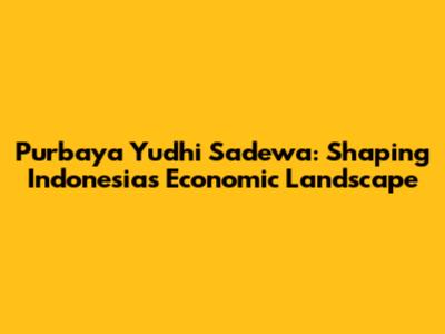 Purbaya Yudhi Sadewa: Shaping Indonesia's Economic Landscape