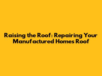Raising the Roof: Repairing Your Manufactured Home's Roof