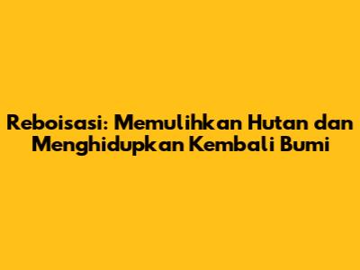 Reboisasi: Memulihkan Hutan dan Menghidupkan Kembali Bumi