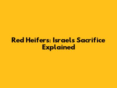 Red Heifers: Israel's Sacrifice Explained