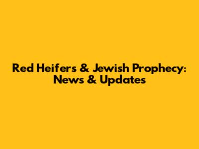 Red Heifers & Jewish Prophecy: News & Updates