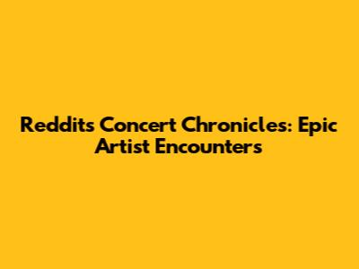 Reddit's Concert Chronicles: Epic Artist Encounters