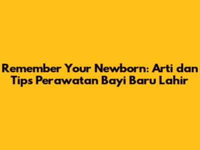 Remember Your Newborn: Arti dan Tips Perawatan Bayi Baru Lahir