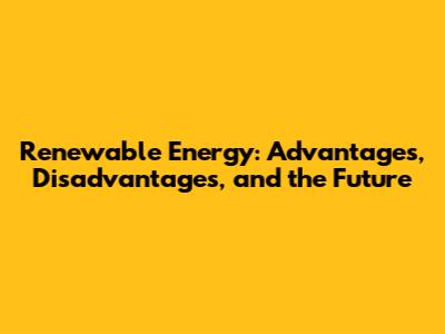 Renewable Energy: Advantages, Disadvantages, and the Future