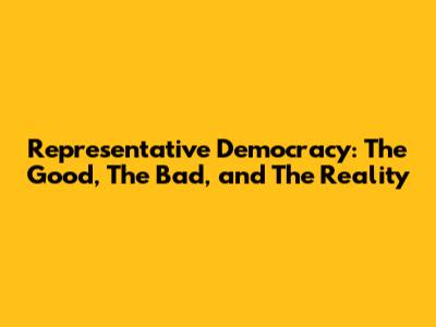 Representative Democracy: The Good, The Bad, and The Reality