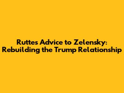 Rutte's Advice to Zelensky: Rebuilding the Trump Relationship