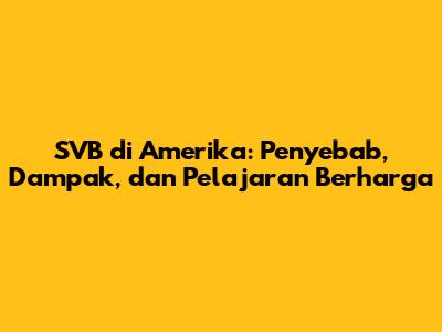 SVB di Amerika: Penyebab, Dampak, dan Pelajaran Berharga