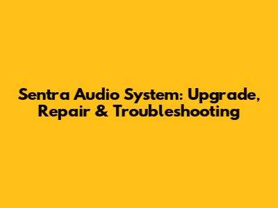 Sentra Audio System: Upgrade, Repair & Troubleshooting