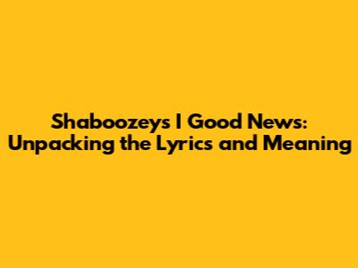 Shaboozey's 'I Good News': Unpacking the Lyrics and Meaning