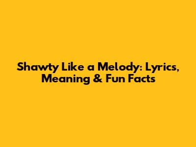Shawty Like a Melody: Lyrics, Meaning & Fun Facts