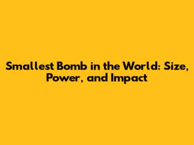 Smallest Bomb in the World: Size, Power, and Impact