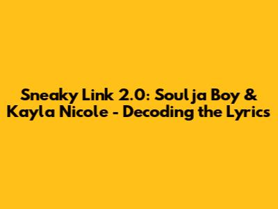 Sneaky Link 2.0: Soulja Boy & Kayla Nicole - Decoding the Lyrics