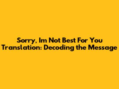 Sorry, I'm Not Best For You Translation: Decoding the Message