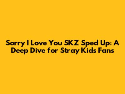 Sorry I Love You SKZ Sped Up: A Deep Dive for Stray Kids Fans