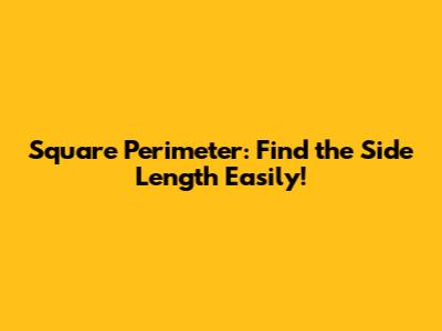 Square Perimeter: Find the Side Length Easily!