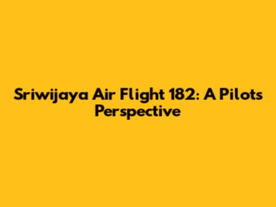Sriwijaya Air Flight 182: A Pilot's Perspective